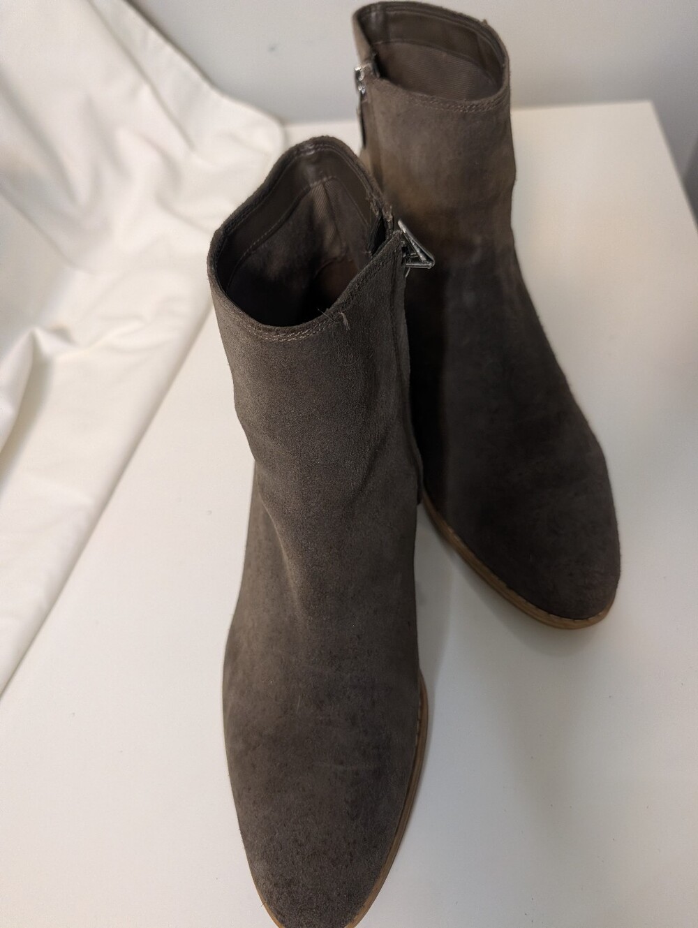 Clarks Dark Gray Suede Ankle Booties